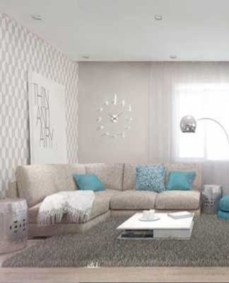 In living room projects, designers use the entire pastel palette.