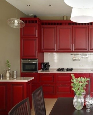 In this case, red complements the overall design of the room.