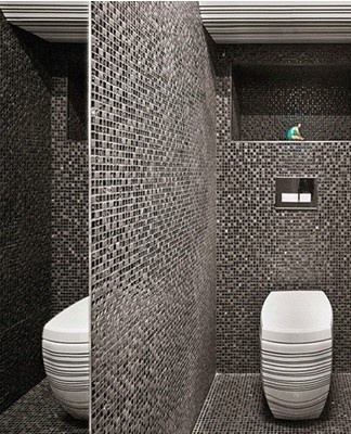 Spray metal tiles can be used in compositions with all color shades, as an accent.