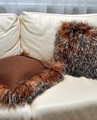 You can decorate the interior of your home and make the room cozy with the help of beautiful cushions decorated with fur.
