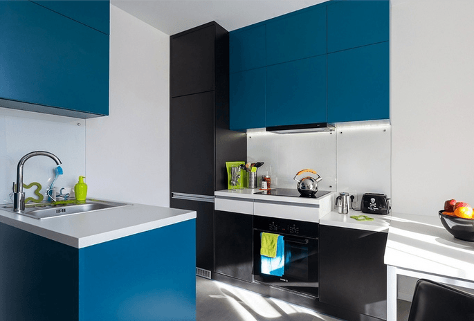 blue kitchen