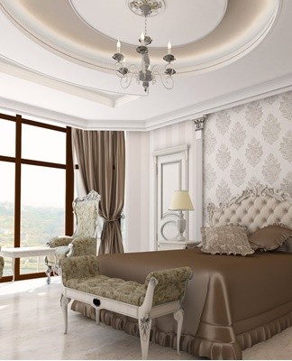 As a rule, adhering to classicism, furniture made of solid wood of valuable species is placed in the space.