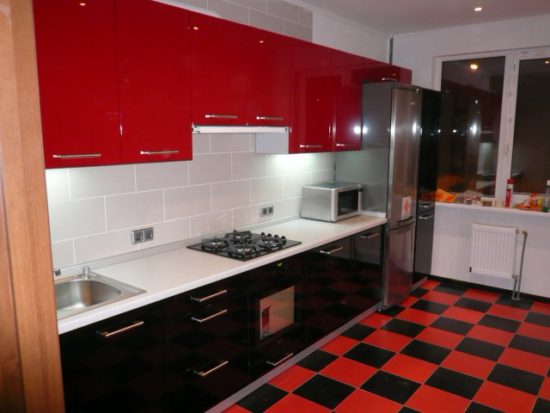 red and black kitchen