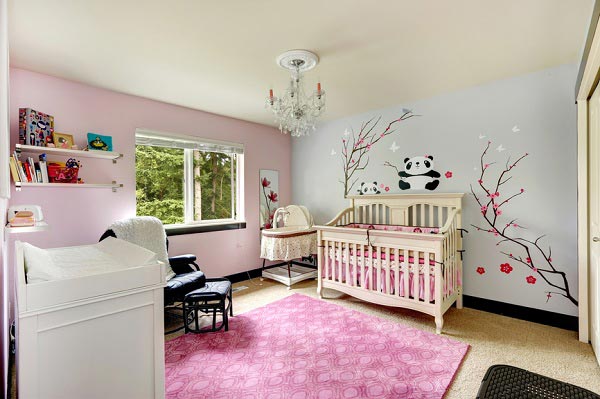 A suitable option for decorating the floor in a newborn's room is to install a cork blanket.