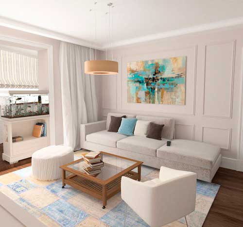 When creating a classic interior, it is worth using curtains or blinds.