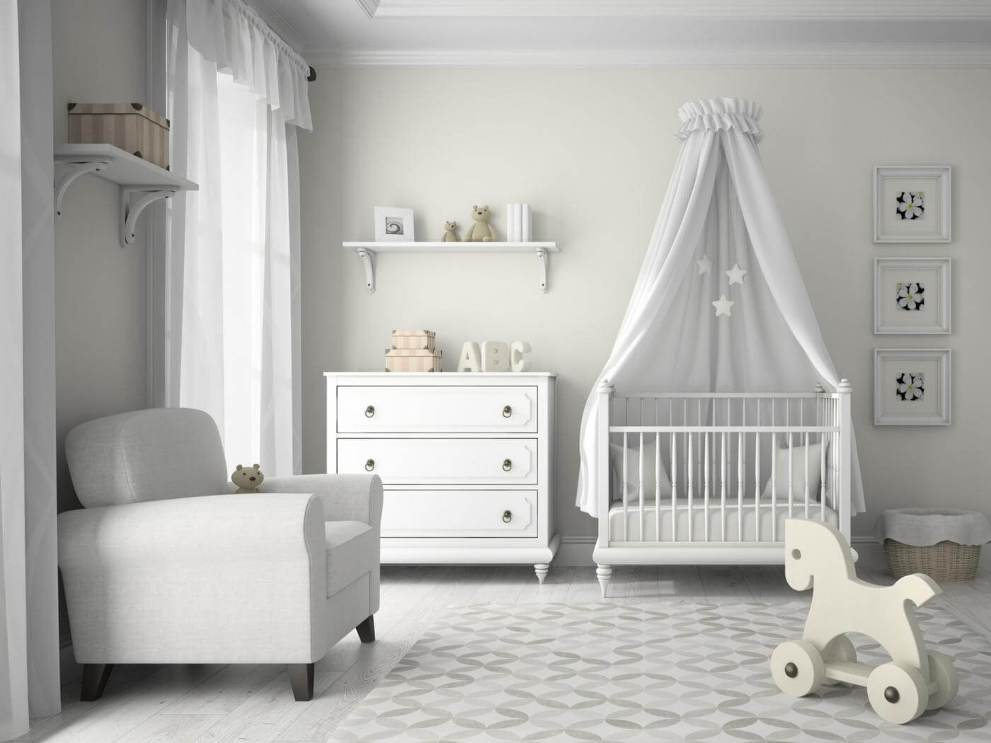 The classic design of a children's room is considered universal and suitable for both girls and boys.