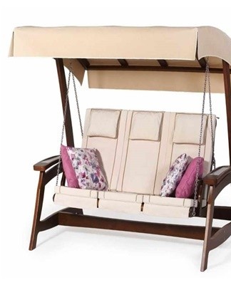 Double swing bench, with an awning.