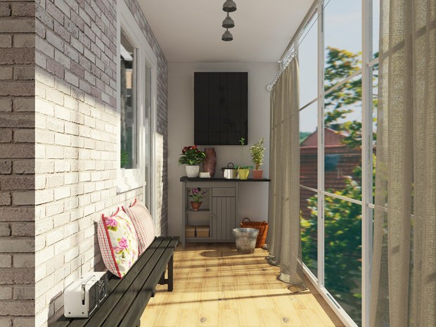 To decorate the walls of balconies, masonry is ideal for creating a loft style.