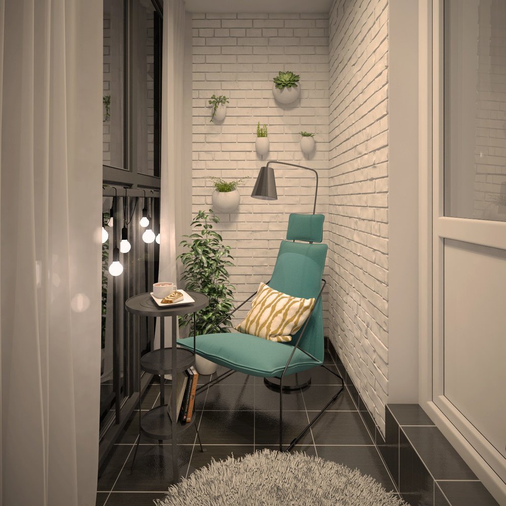 To decorate the walls of balconies, masonry is ideal for creating a loft style.