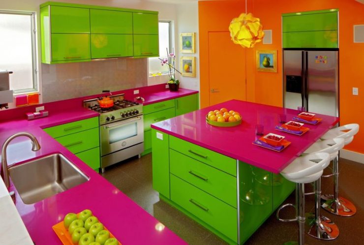 lime color kitchen futurism style