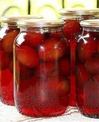 pour the composition of plums and sterilize them in a saucepan with water
