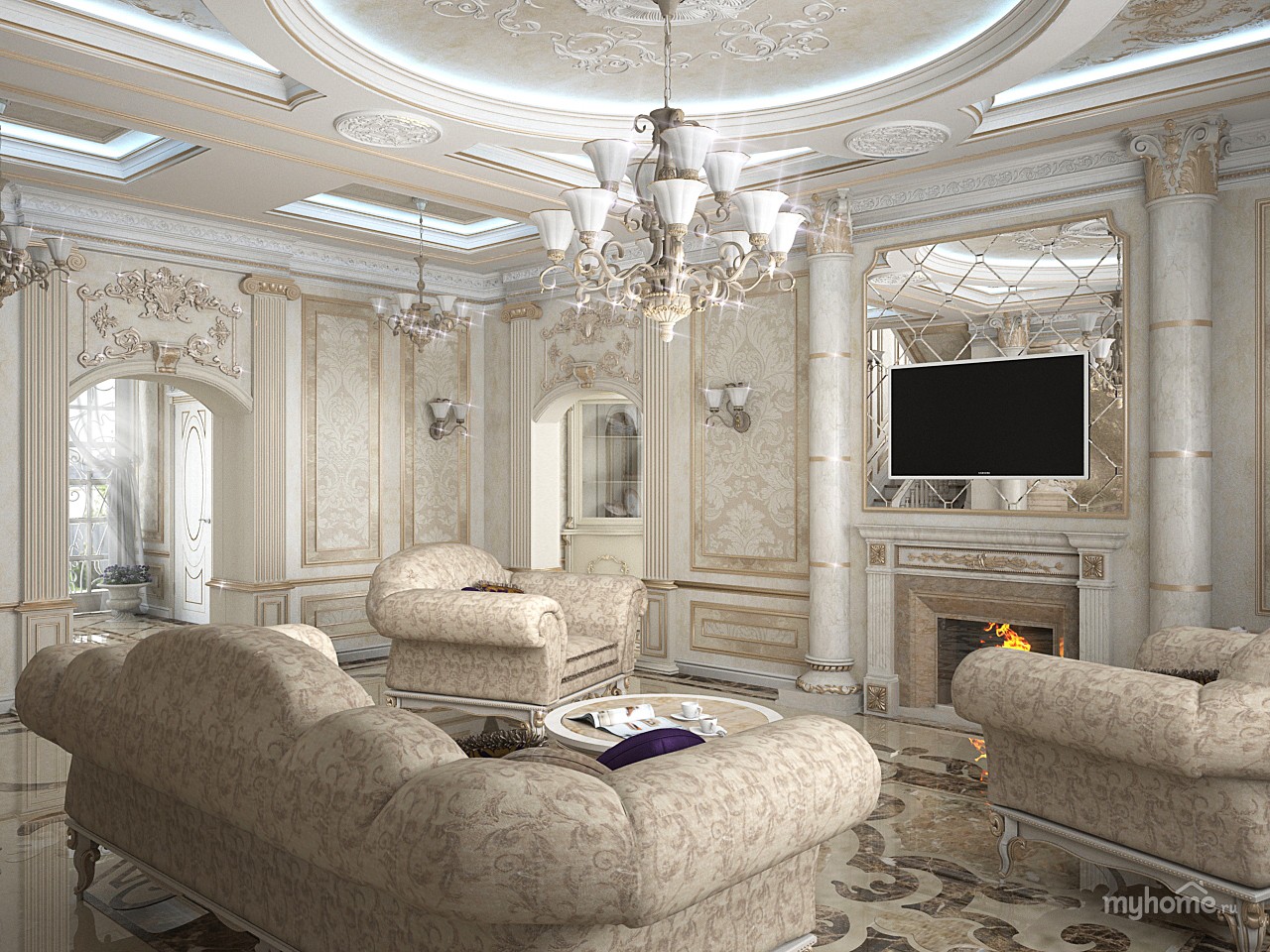 interior of the living room in a classic style
