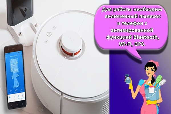 To work you need an included vacuum cleaner and a phone with Bluetooth, Wi-Fi, GPS enabled.
