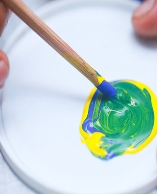 The mixture of yellow and blue colors gives different shades of green.