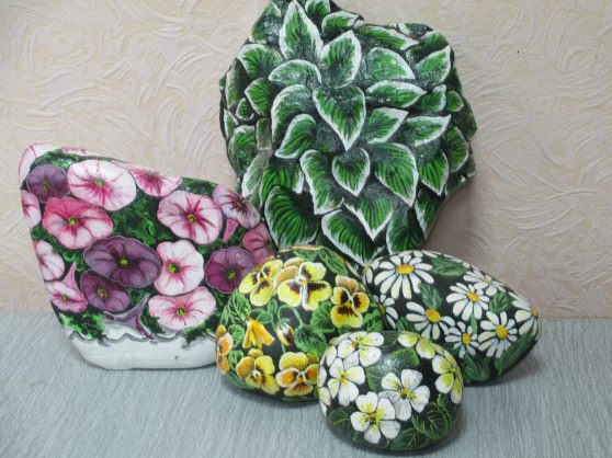 flowers on stone