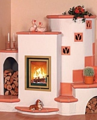 Traditionally whitewash is used to paint the wall of the stove.