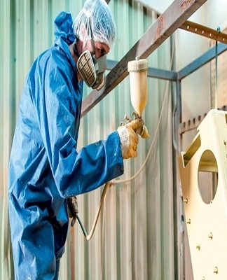 Painting is carried out in a special chamber, which allows 100% use of the material.