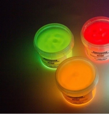 Neon paint in jars